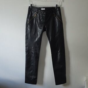 For Joseph Buttery Soft Black Leather Slim Tapered Biker Pants Womens 27